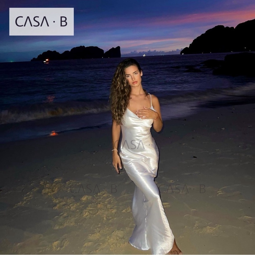 NEW to CASA B💫| Adrienne Satin White Backless Long Slip Dress